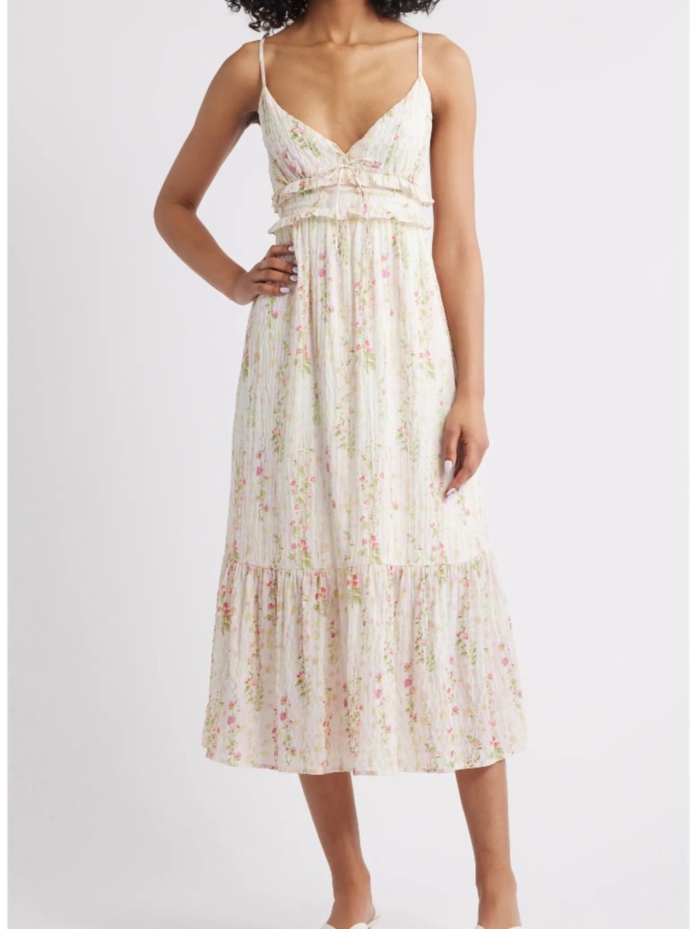 All In Favor Floral Backless Maxi Dress XL NWT Cream Pink Cottagecore